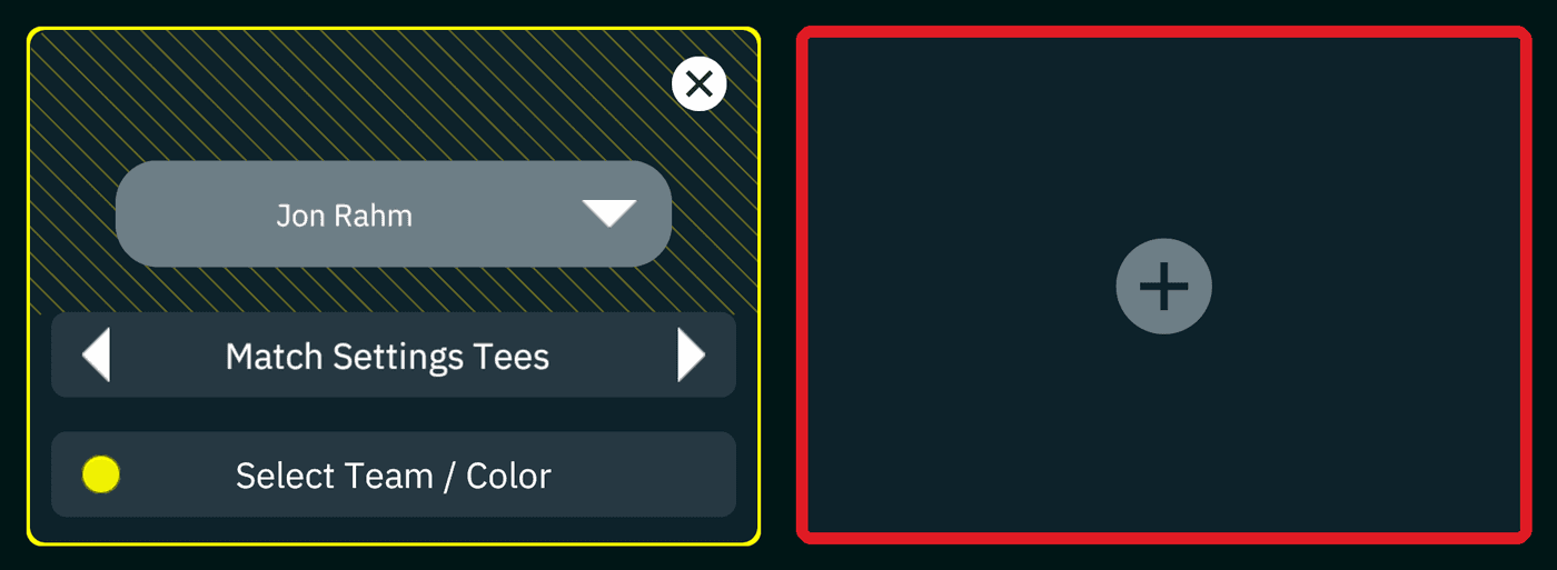 Players tab with the empty plus slot beside the first player outlined in red.